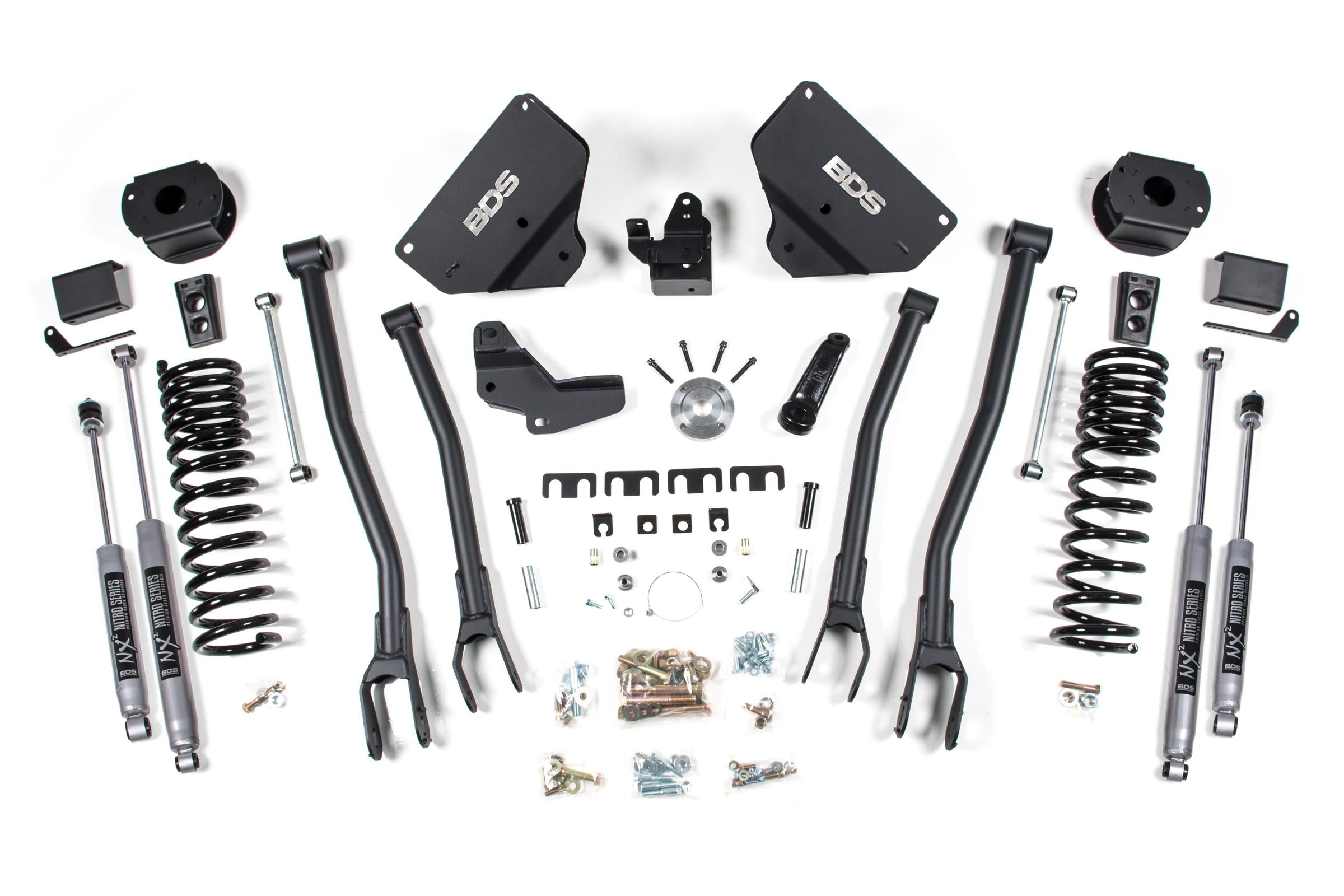 4 Inch Lift Kit w/ 4-Link Ram 2500 w/ Rear Air Ride 14-18 4WD Diesel NX2 Nitro Shocks