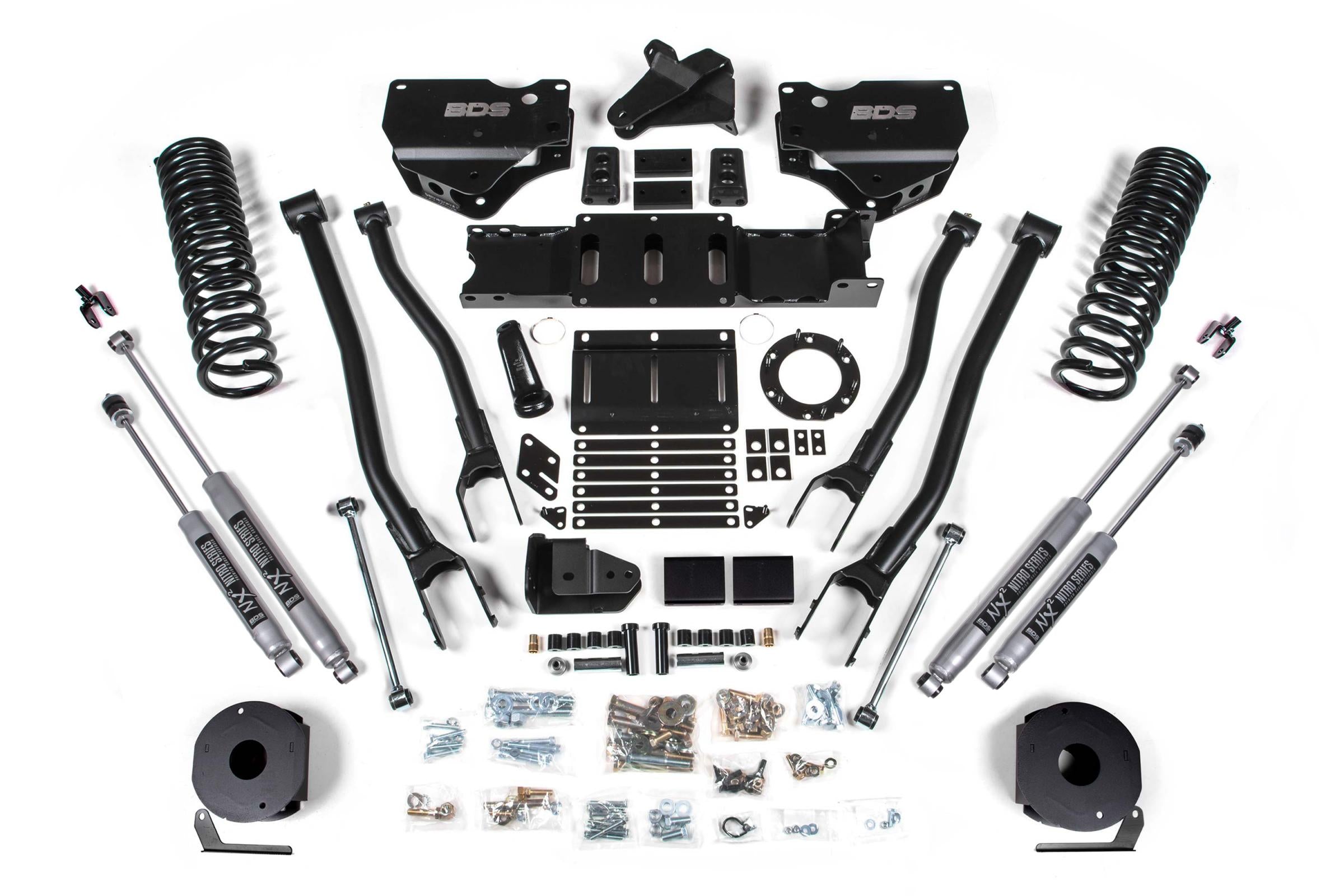6 Inch Lift Kit w/ 4-Link Ram 2500 w/ Rear Air Ride 19-24 4WD Diesel NX2 Nitro Shocks