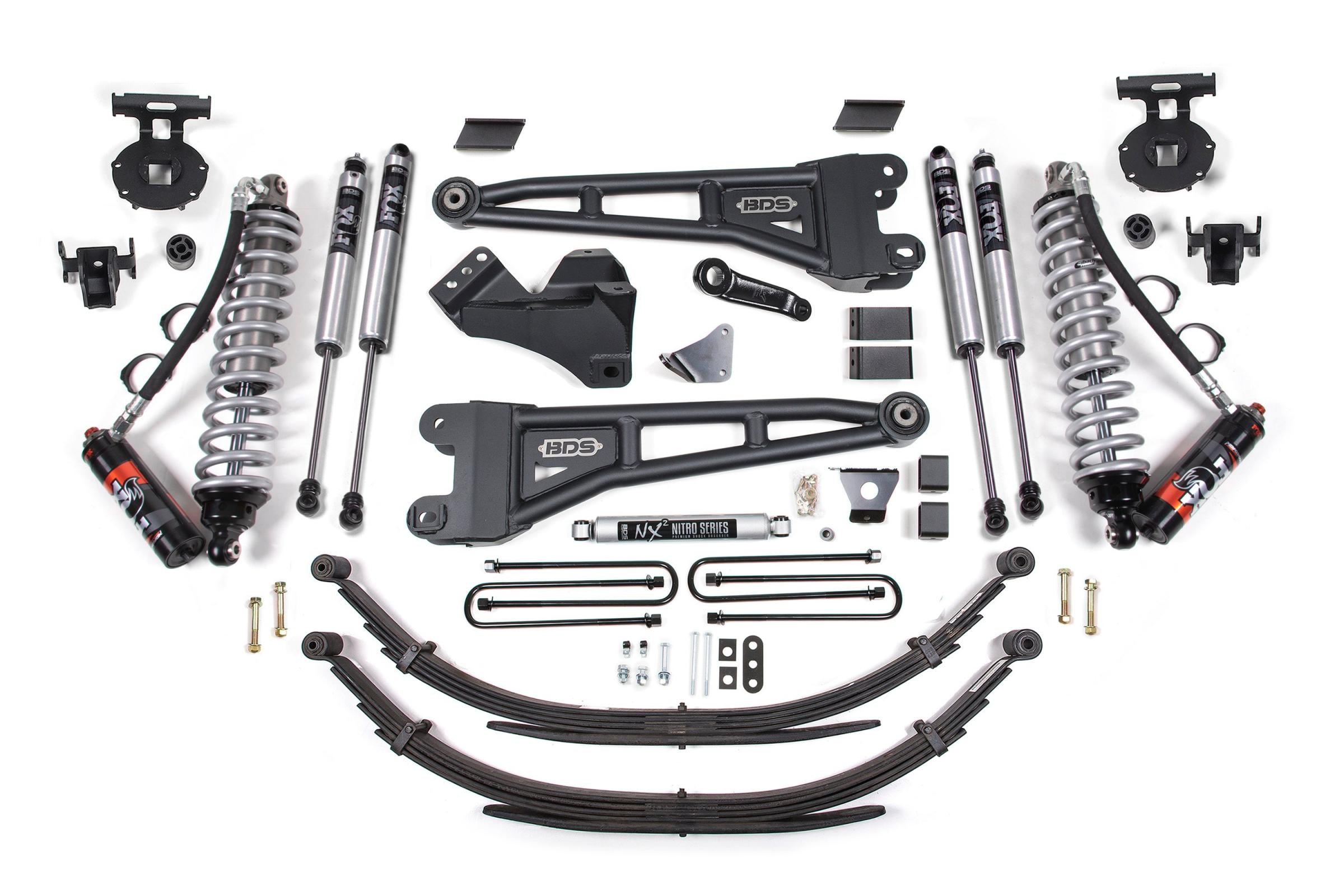 6 Inch Lift Kit w/ Radius Arm FOX 2.5 Performance Elite Coil-Over Conversion Ford F250/F350 Super Duty 05-07 4WD Diesel 6 Inch Leaf Springs