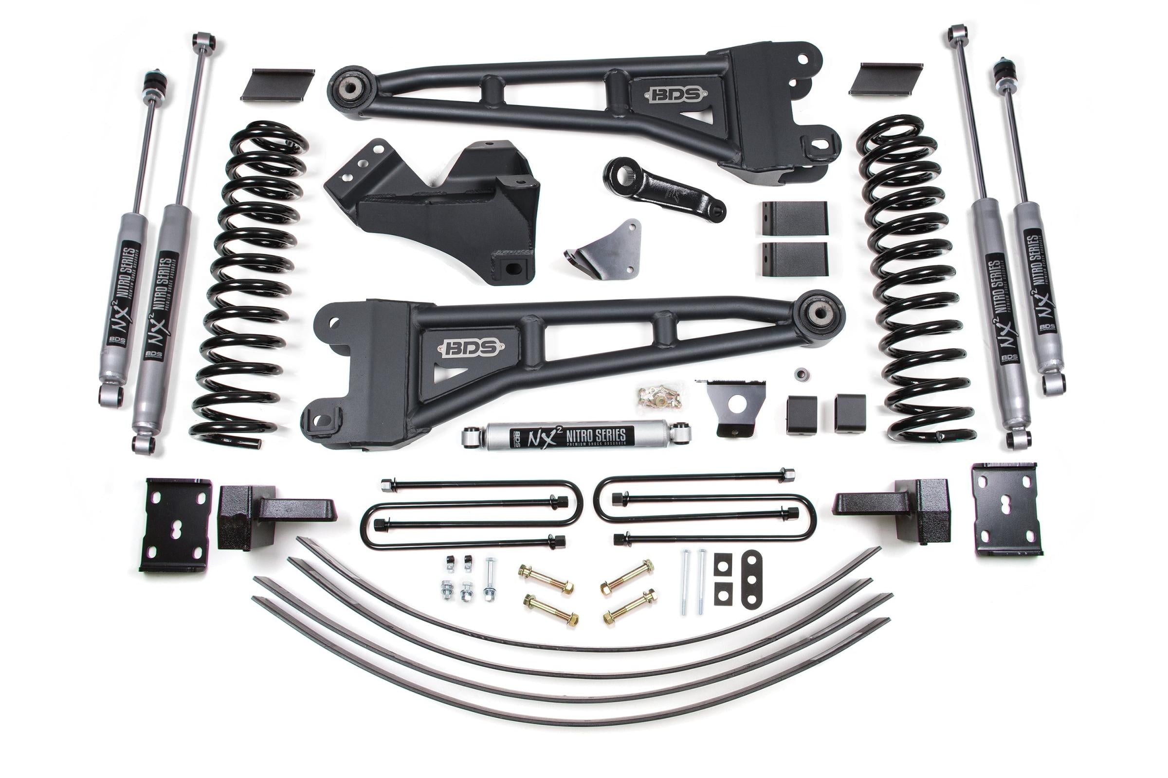 6 Inch Lift Kit w/ Radius Arm Ford F250/F350 Super Duty 05-07 4WD Gas 4 Inch Block Add A Leaf Without Overload NX2 Nitro