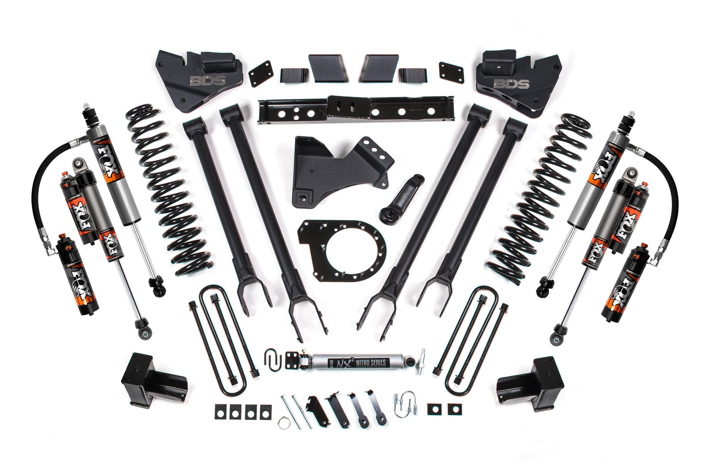 7 Inch Lift Kit w/ 4-Link Ford F250/F350 Super Duty 20-22 4WD Diesel Fox 2.5 Performance Elite Shocks